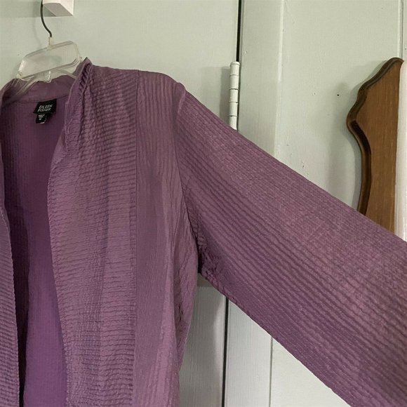 Eileen Fisher Silk Jacket Open Front Blazer Purple - Picture 6 of 7